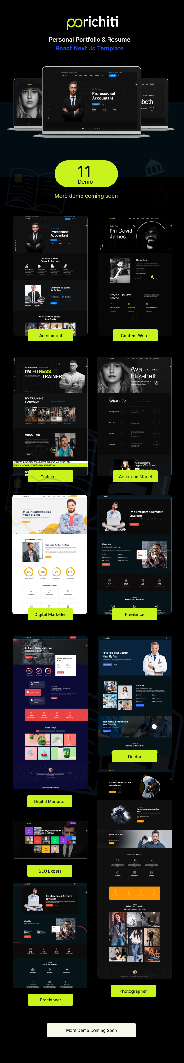 Personal Portfolio & Resume React Next.js Template - Porichiti